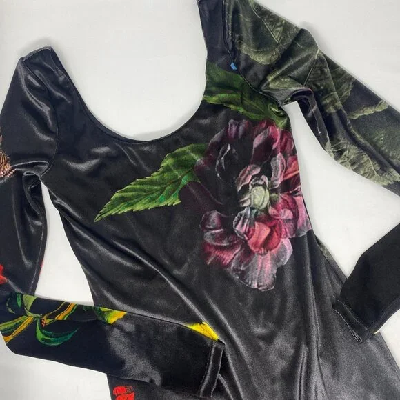 Alice + Olivia Delora Velvet Midi Dress 2 in "In The Wind Floral" NWT $395
